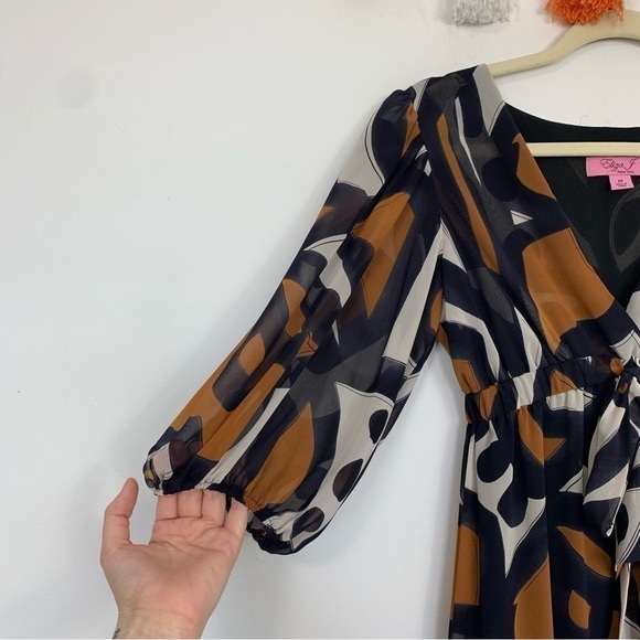 Eliza J Geometric Print Tie Waist Dress Size 6 Petite - Picture 6 of 16